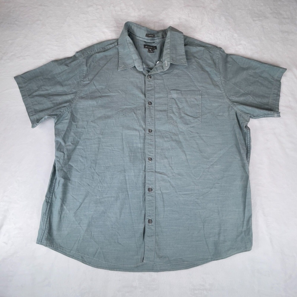 Eddie Bauer Shirt Mens 3XL Gray Short Sleeve Chest Pocket Collared Button Down